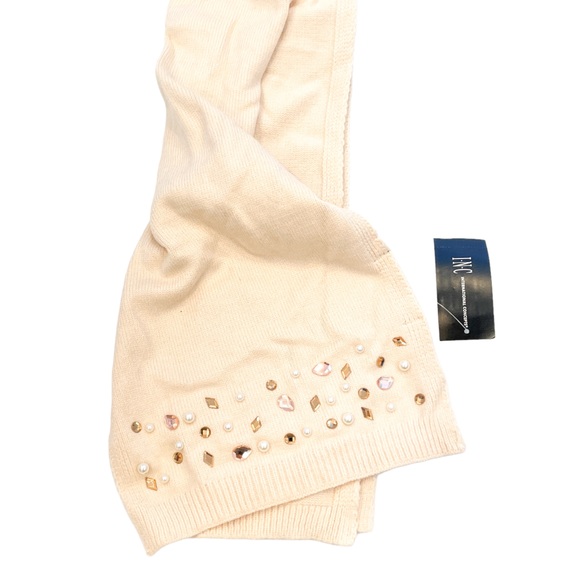 INC INTERNATIONAL CONCEPTS Embellished Muffler Scarf - Ivory - Picture 2 of 2